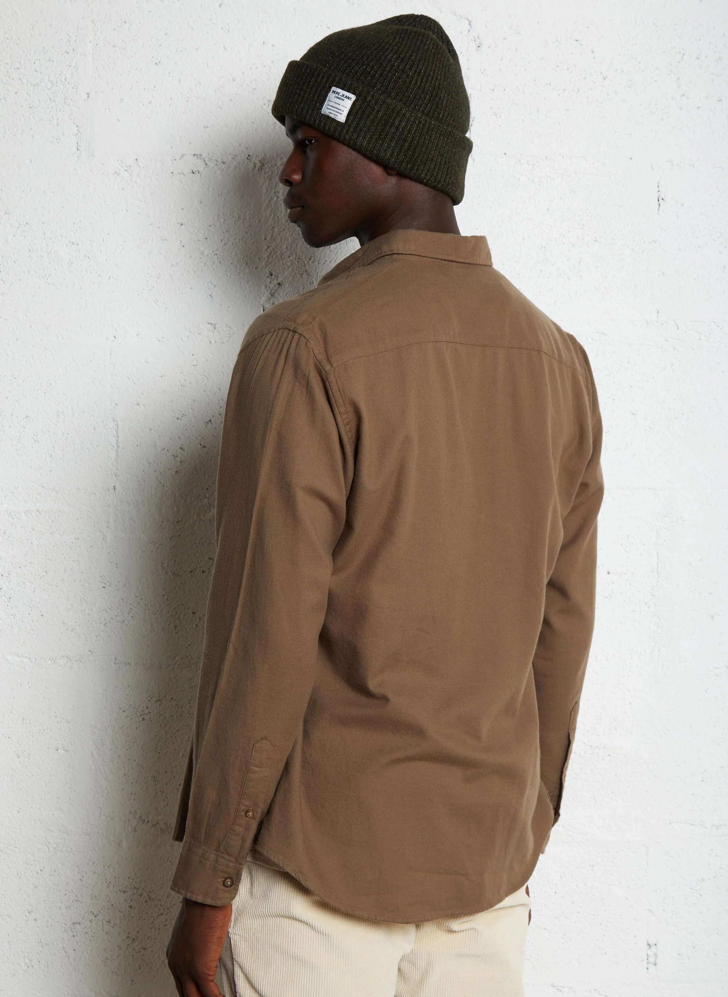 Chemise droit col classique en coton | Marron