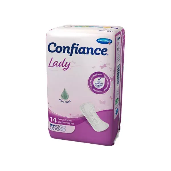 Absorventes anatômicos Hartmann Confiance Lady com Aloe Vera 1,5 gotas, 14 unidades