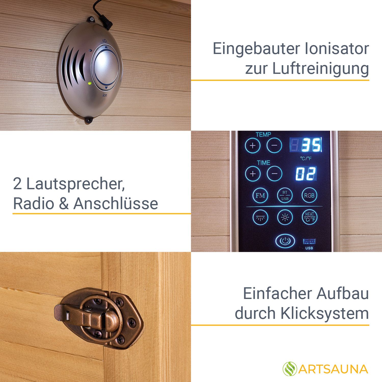 Artsauna Eck Infrarotkabine Nyborg E150V Vollspektrum mit Ambiente Beleuchtung – 4 Personen