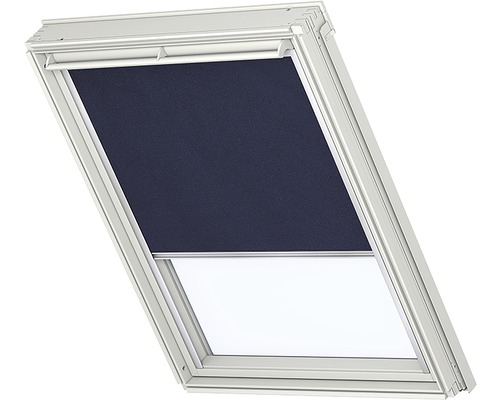 VELUX verduisterend rolgordijn, effen donkerblauw, handbediend, wit frame, DKL C02 1100SWL