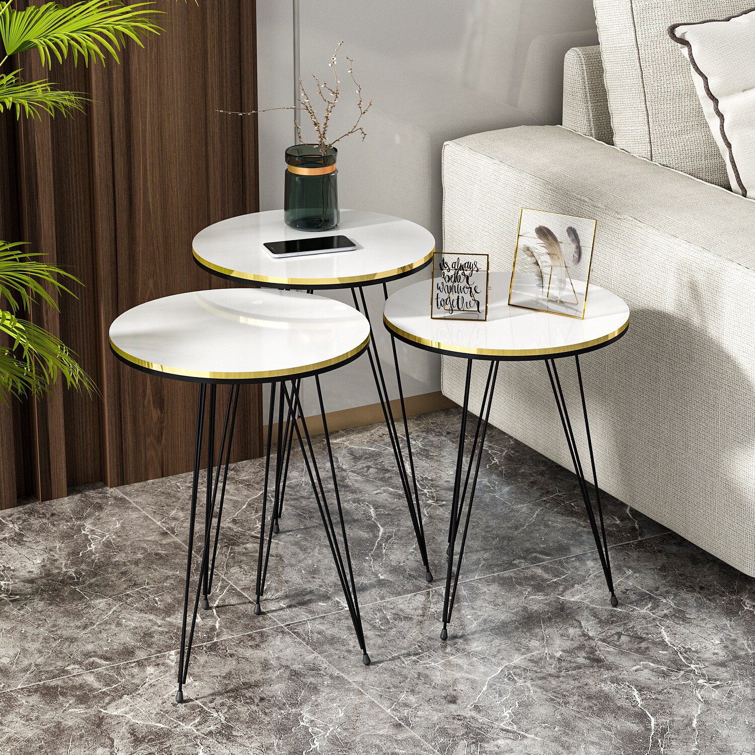 Beistelltisch 3er Set Weiß 21216283