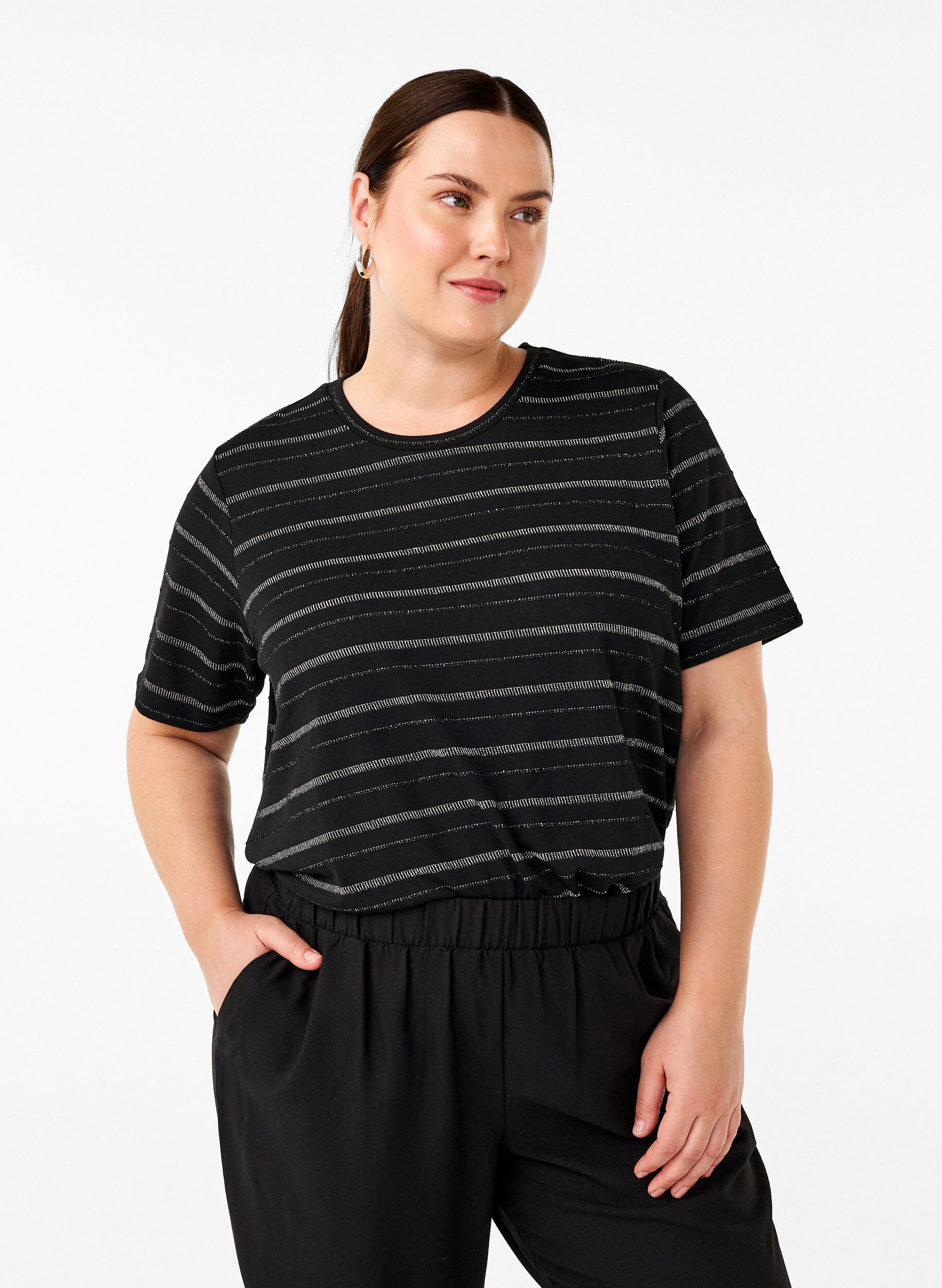 T-shirt med sølv glimmer