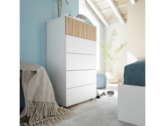 PEGANE - Chiffonnier, meuble de rangement coloris blanc artic, nature...