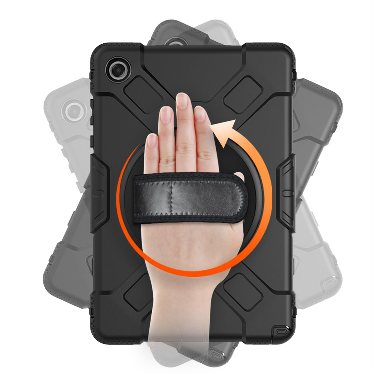 Samsung Galaxy Tab A11  Plus Peak 500m Hybrid Outdoor Hardcase Hülle mit Aufsteller   Handschlaufe (EGPE00193) - Schwarz