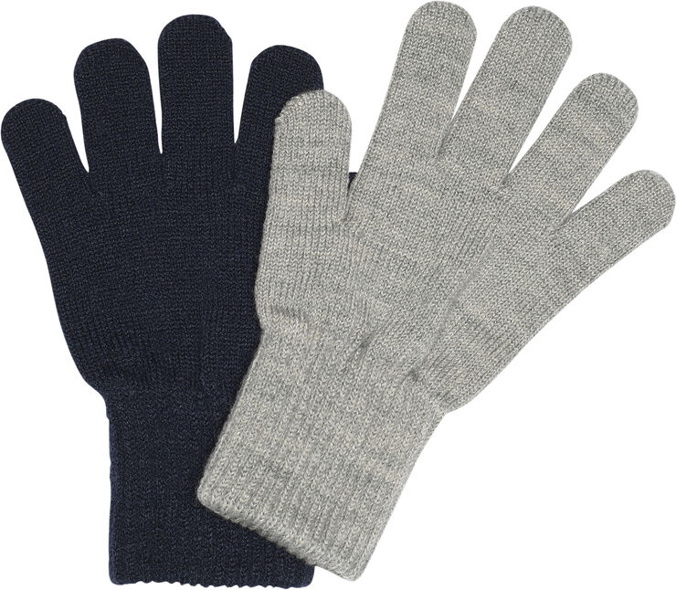 Melton Comfy gloves 2-pack Mix light grey mel blue