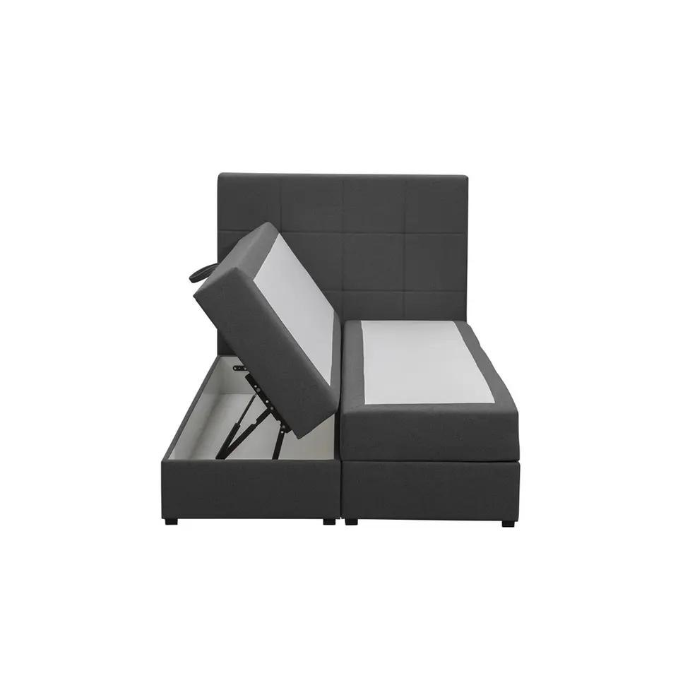 Boxspring met opbergruimte Liv geblokt - antraciet - 120x200 cm