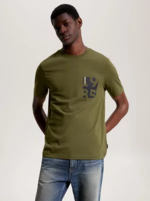 Camiseta de gola redonda com estampa de logotipo