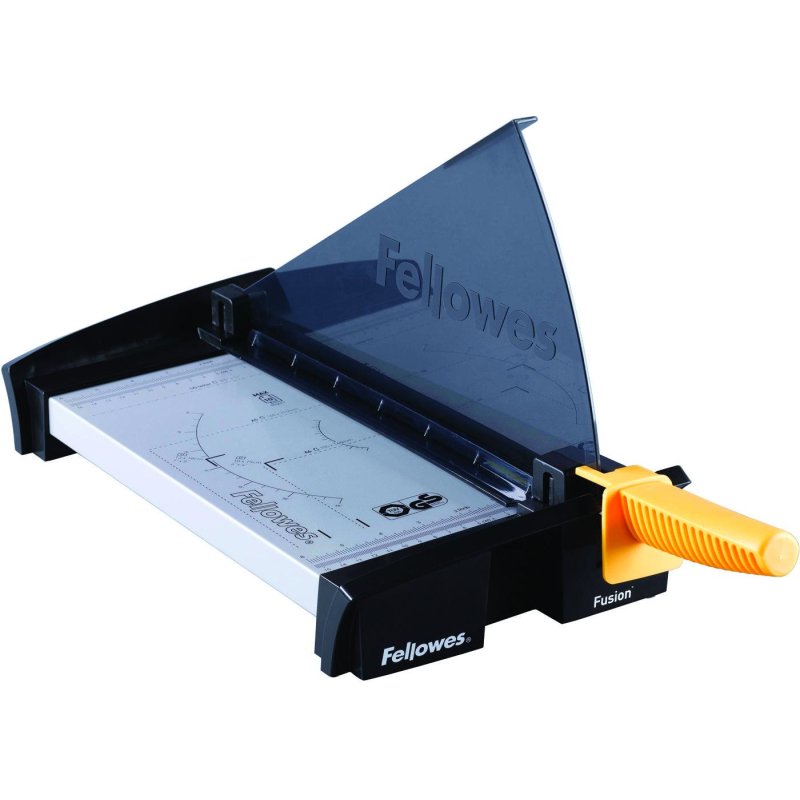 Cisaille fellowes fusion a4 capacité coupe 10f presse manuelle protection safecut coupe rabattable 550x210x65omm