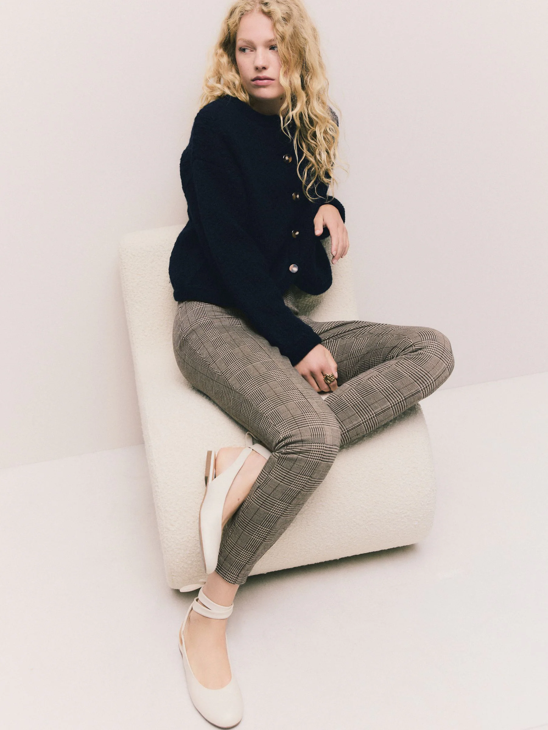Bruin geruit - Legging van ponte-stof