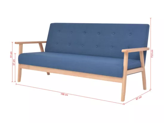 NETTLIFE Ensemble de canapé 2 pcs Tissu bleu