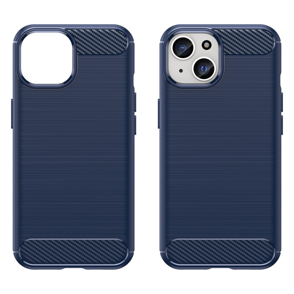 iPhone 15 Gummi Case Schutzhülle Carbon Look - Blau