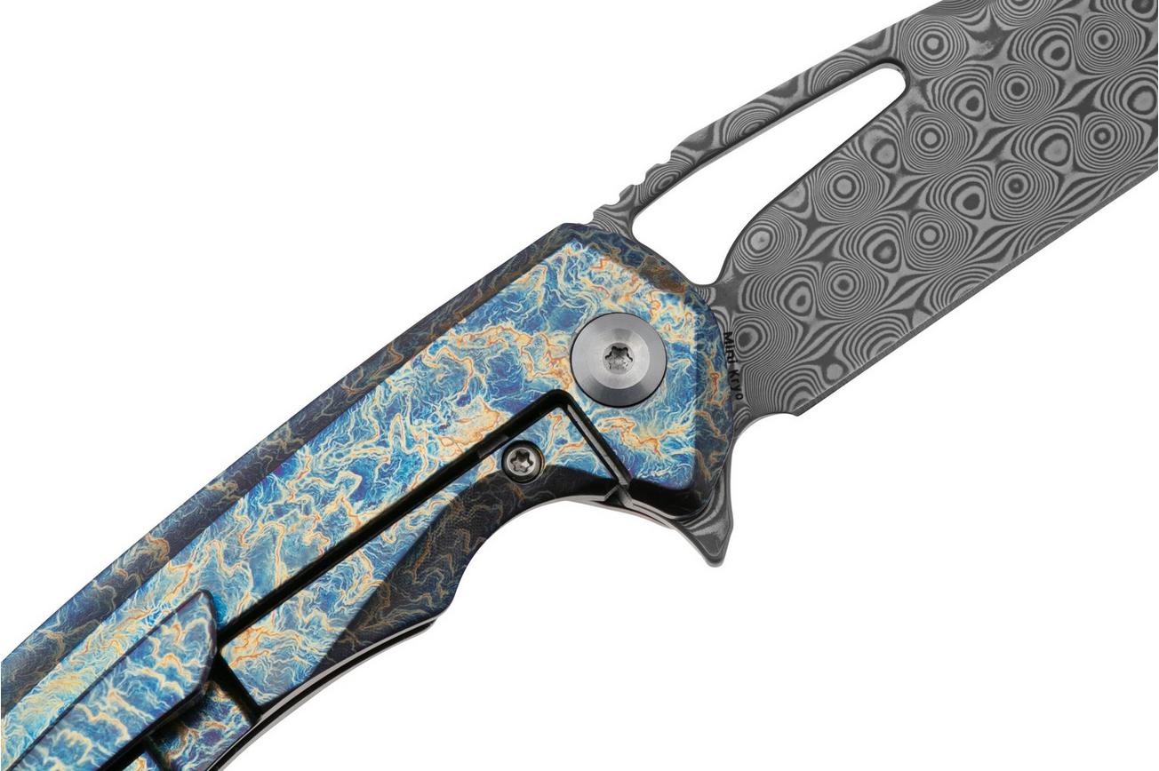 Kansept Mini Kryo K2001S2 Damascus, Lightning Strike Titanium, zakmes, Kim Ning design