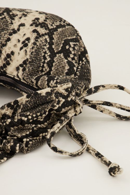 Slangenprint crossbody tas met ruffles