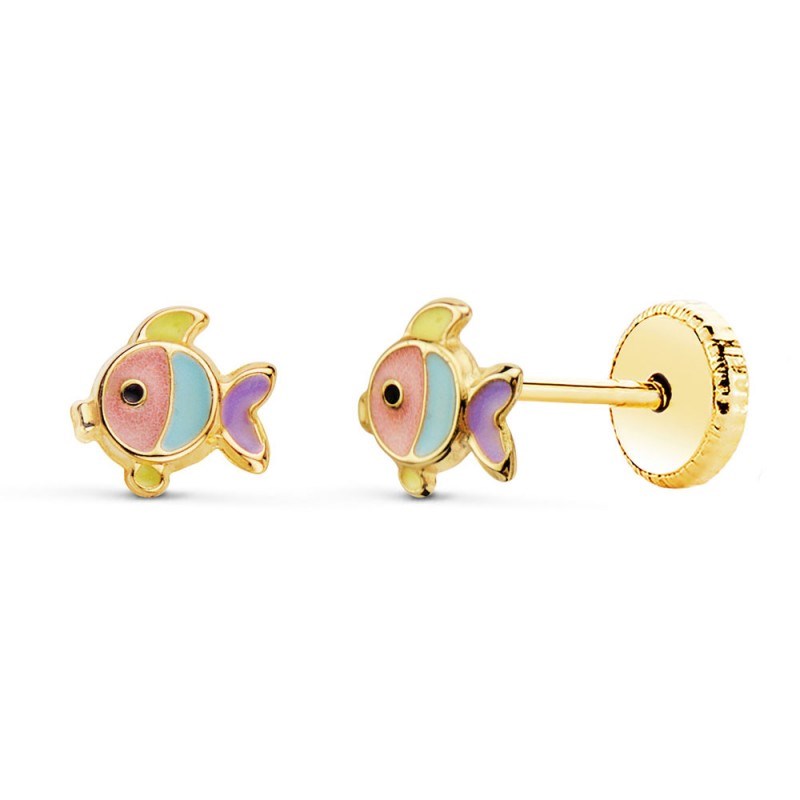 Boucles d'Oreilles Or 18 Carats 750/000 Jaune - Poissons