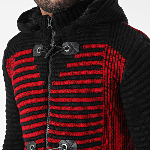 Gilet Zippé Capuche 3005 Noir Rouge