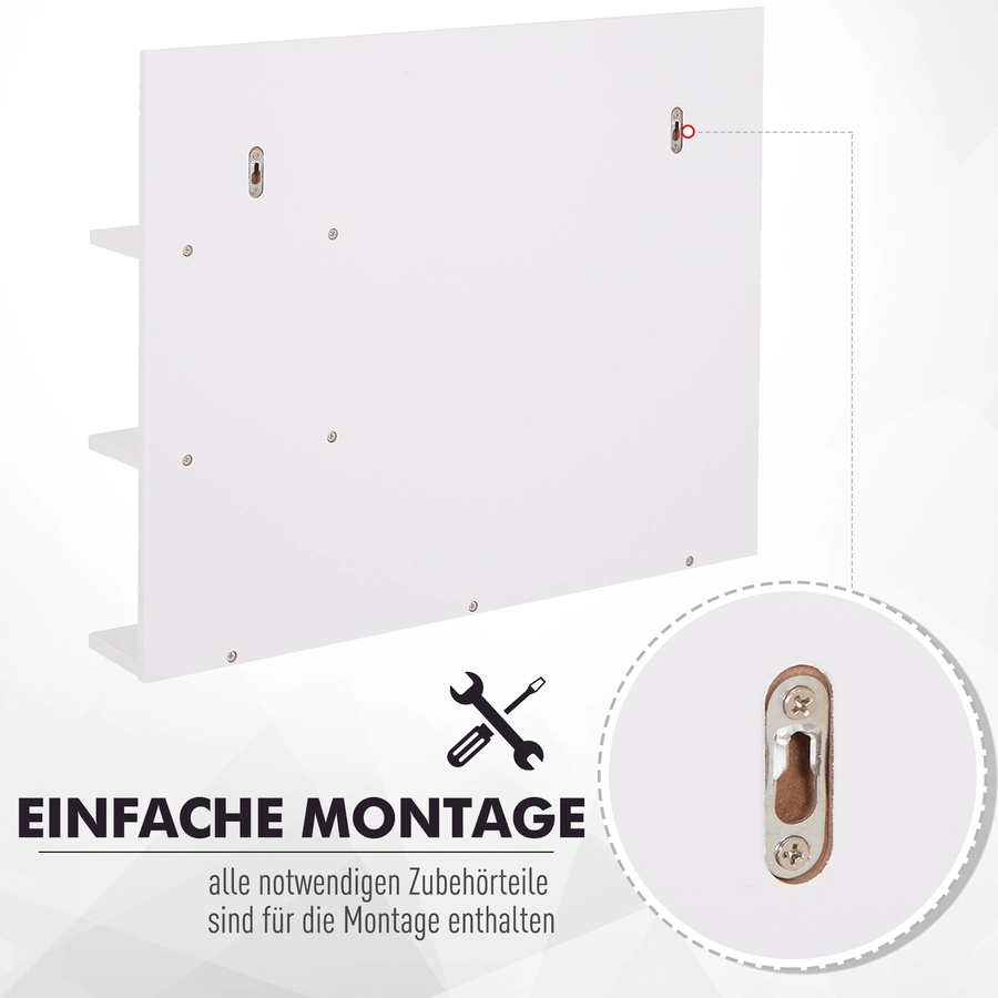 kleankin Badspiegel mit 3 Ablagen weiß