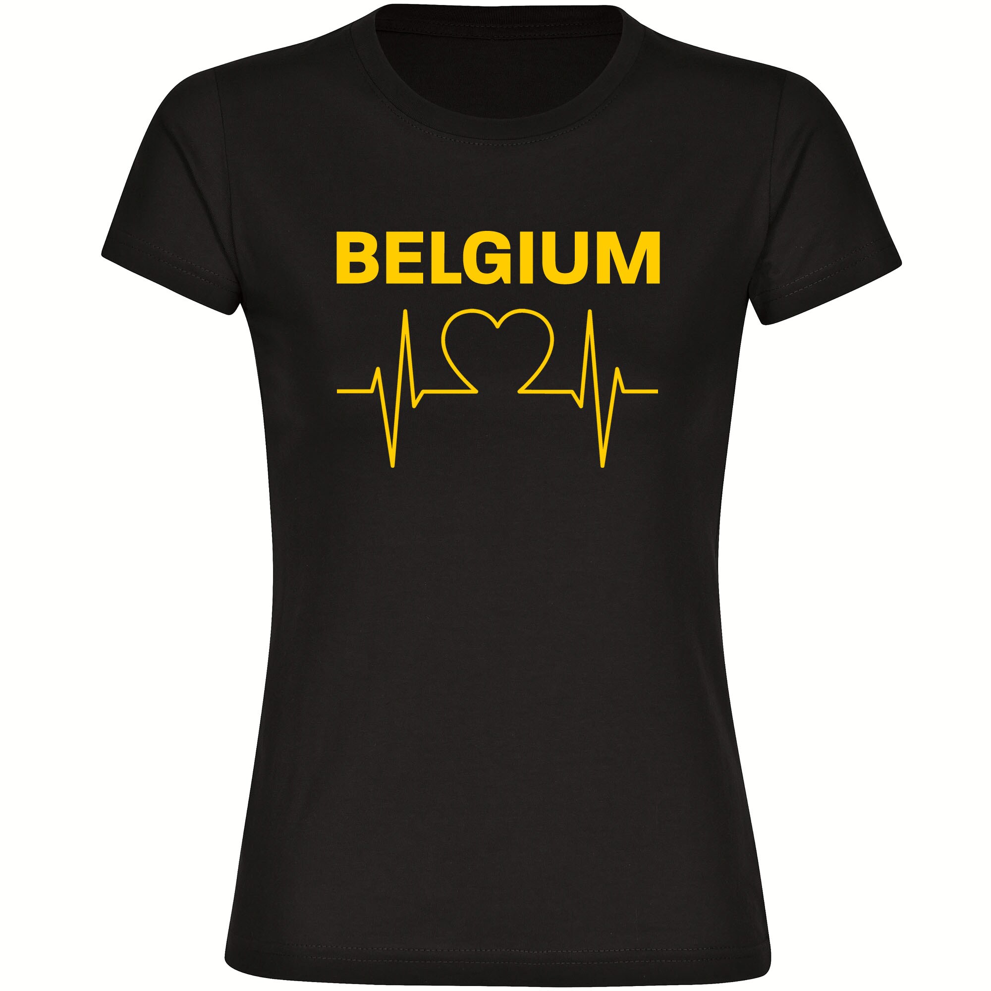 multifanshop® Damen T-Shirt- Belgium - Herzschlag - Druck gelb