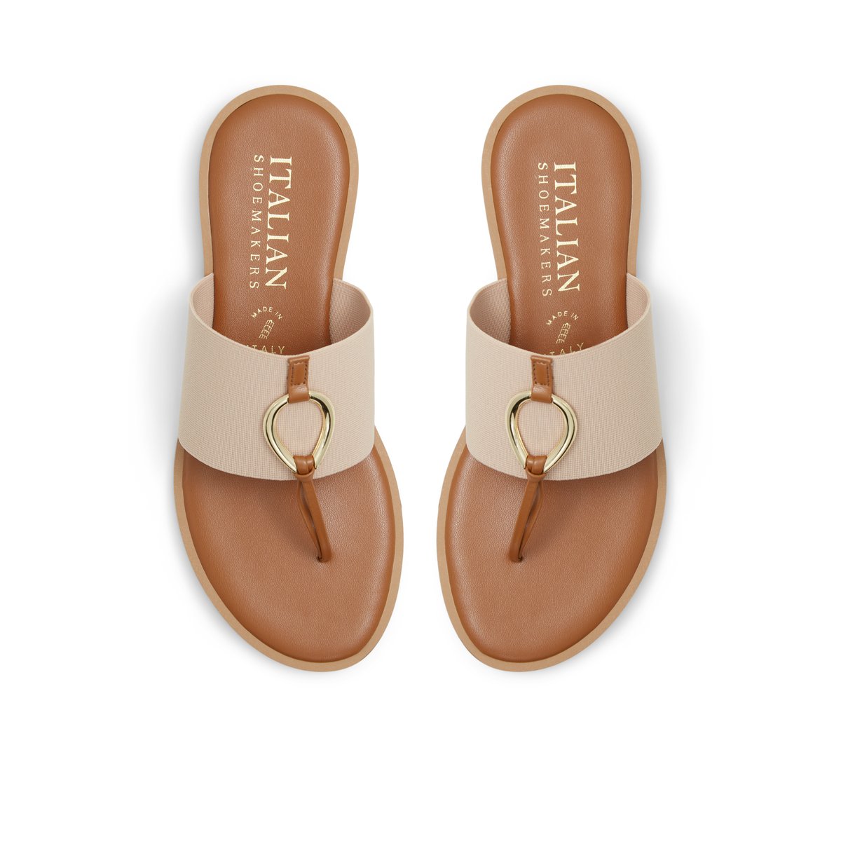ITALIAN SHOEMAKERS-Lytha-Tongs sandales à talon plat - Talon plat - Beige