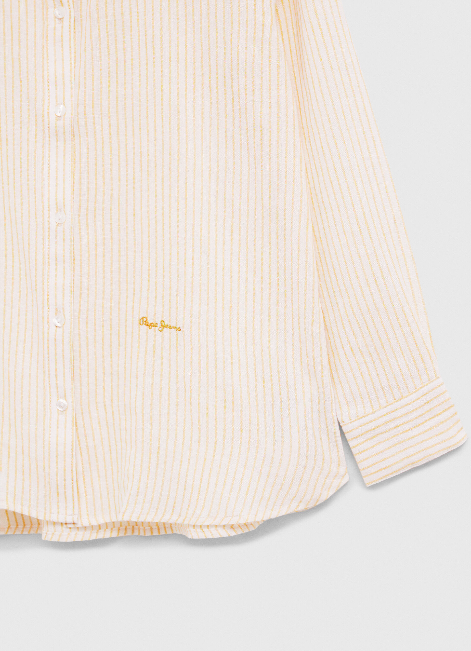 CAMISA DE LINHO LISTRADA DE CORTE REGULAR - brilho