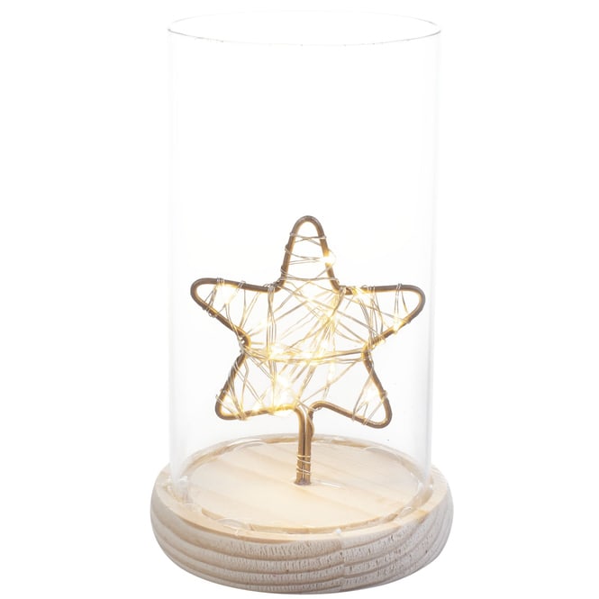 LED-Zylinder - Stern - aus Glas - ca. 11,5 x 16,5 cm
