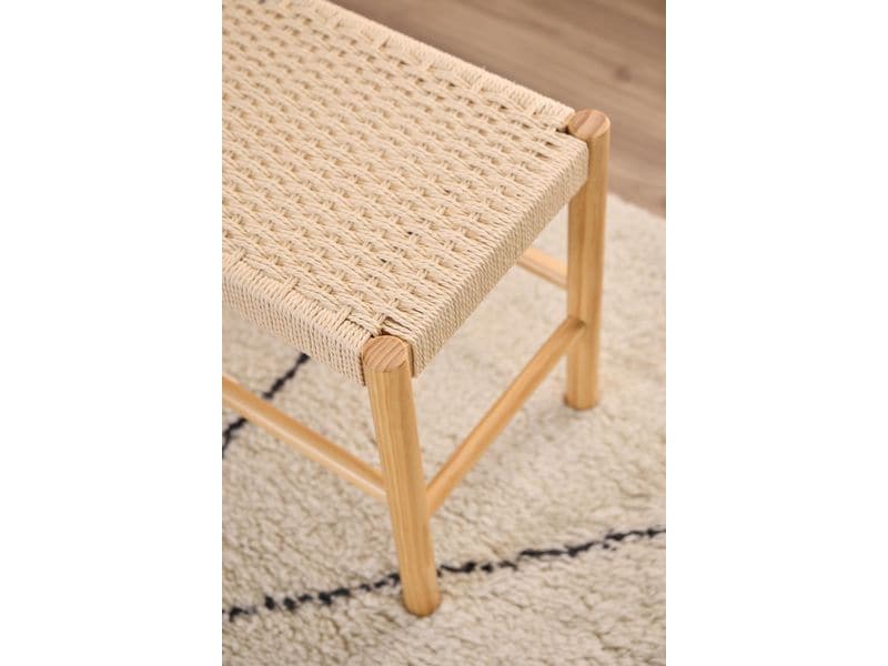 AC Design Sitzbank Alvin 80 x 45 cm, Weiss Sitzbank mit Papiergeflecht und Holzgestell