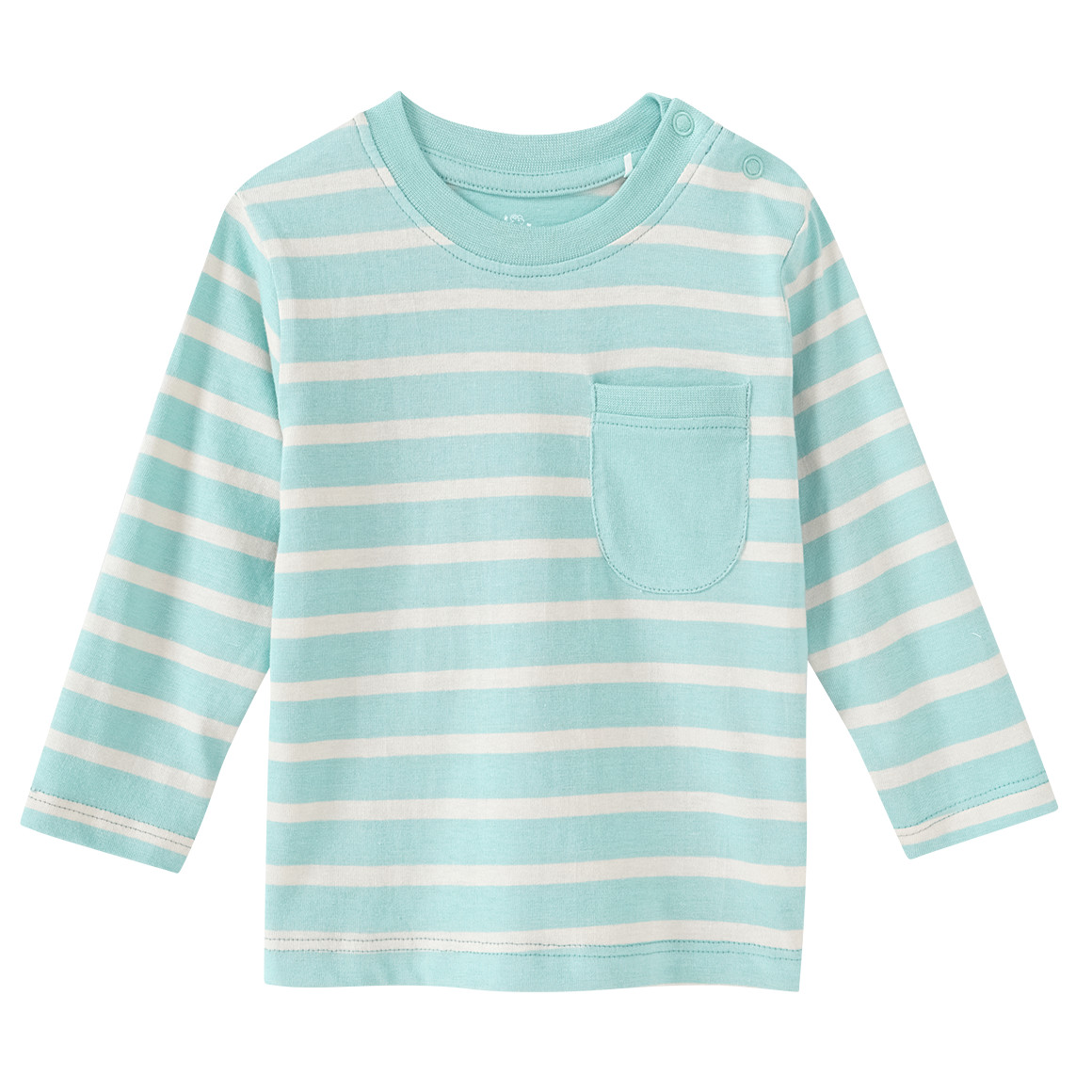 Topomini 2 Baby Langarmshirts aus Bio-Baumwolle helltürkis / creme