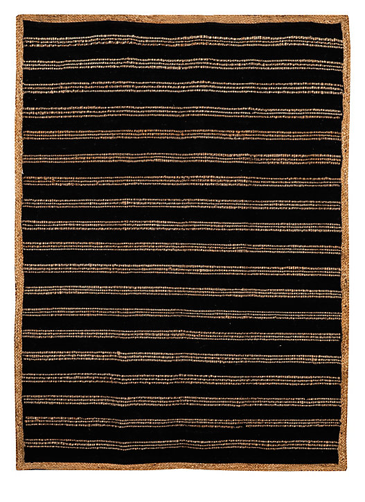 Tapis chindi à rayures noir et naturel Deco&Co L.120 x l.120 cm