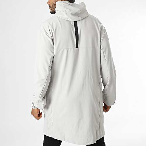 Veste Zippée Capuche Longue Gris