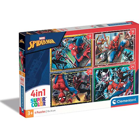 Spiderman puslespil 4i1 - 12, 16, 20 og 24 brikker