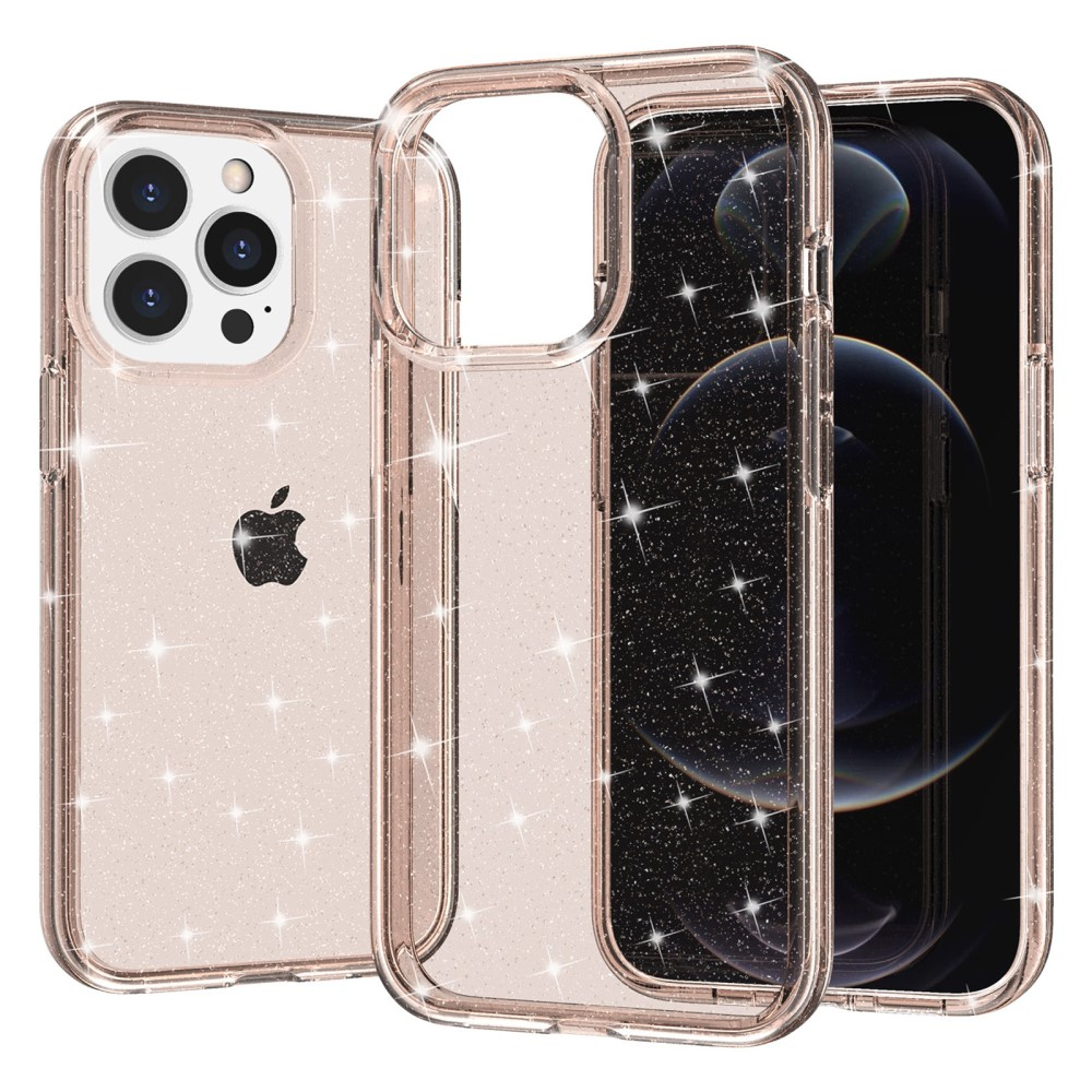 iPhone 14 Pro Max Hybrid Hardcase Schutzhülle im Glitzer Design - Gold / Transparent