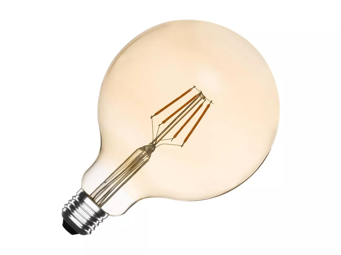 Ampoule LED Filament E27 6W 600 lm Dimmable G125 Gold No Flicker 2700K Blanc chaud
