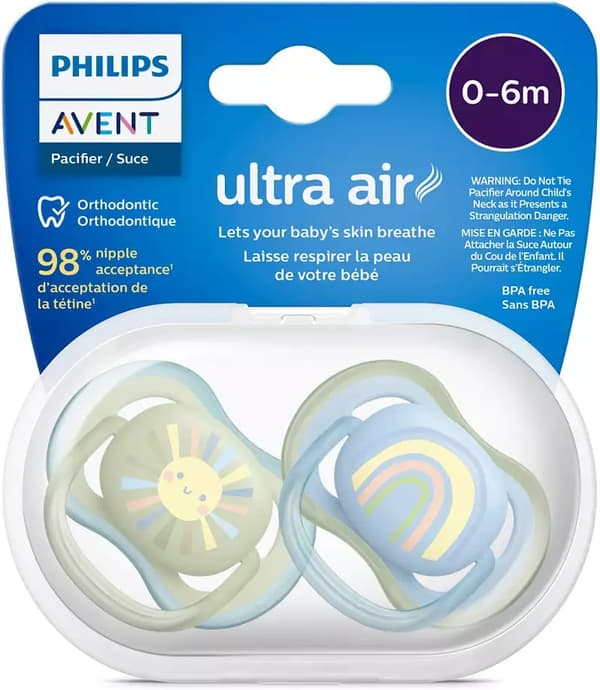 Philips Avent SCF085/58 Ultra Air smokker 0-6 måneder, 2 stk, sol