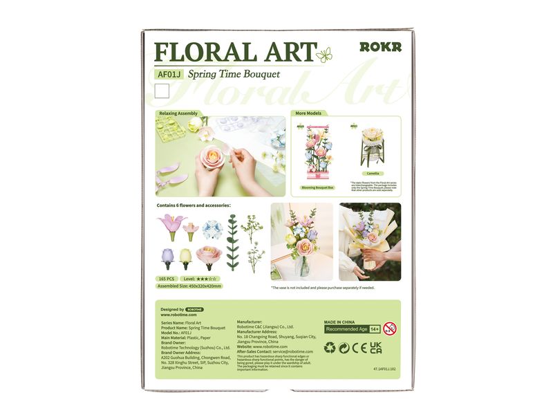 RoboTime Bausatz Spring Time Bouquet 165-teilig 3D-Puzzle aus lasergeschnittenen Holzteilen