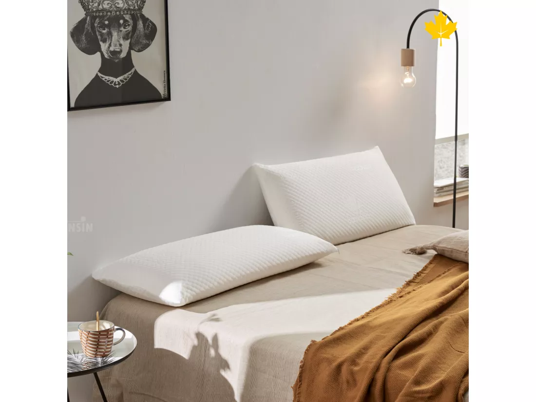 Oreiller ergonomique en mousse à mémoire de forme | 70 cm | Effet nuage | soulage les tensions | Double couverture
