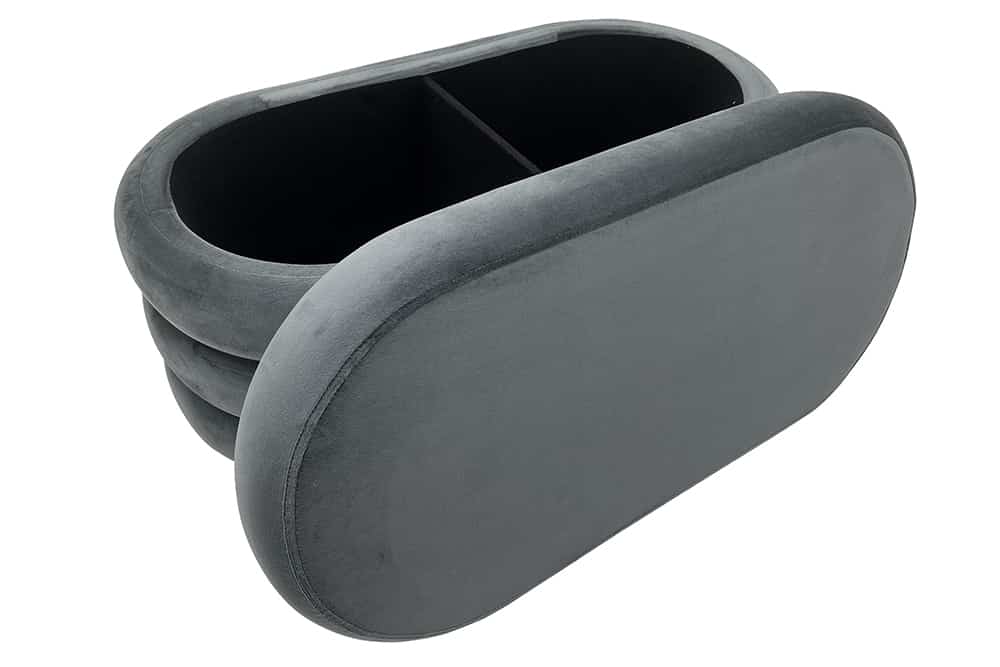 Extravagante Polsterbank VOGUE 85cm grau Samt Sitzbank mit Stauraum