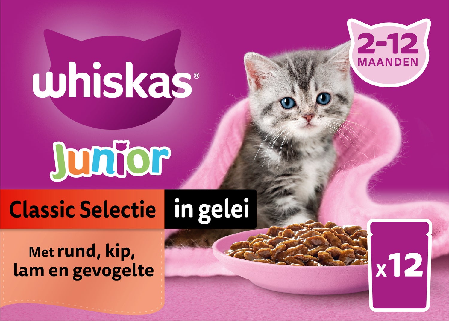 Whiskas kattenvoer in saus Classic Selectie kitten 85 g 12 stuks