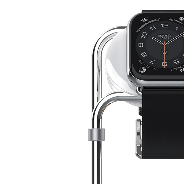 Halterung Ständer für Apple Watch (49mm/45mm/44mm/42mm/41mm/38mm) - Silber / Weiss