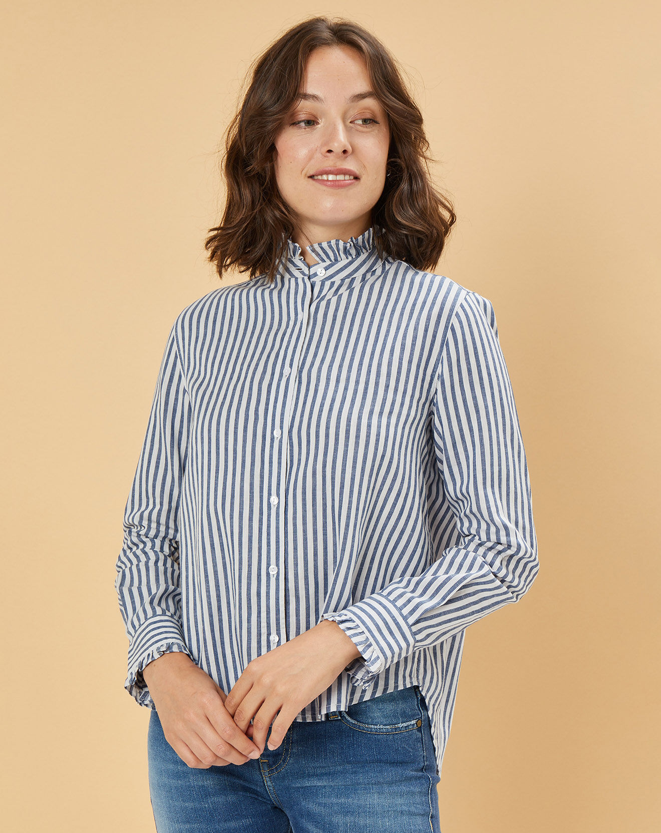 Acquaverde Chemise en Popeline Gaby rayée multicolore
