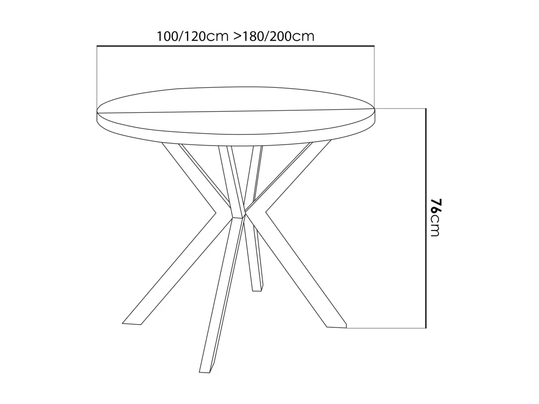 Table à Manger Extensible Ronde - Table Style Loft Avec Doré Pieds En Métal - 100 à 180 Cm - Ronde Table Style Industriel Pour Le Salon - Compacte - 100 Cm - Chêne