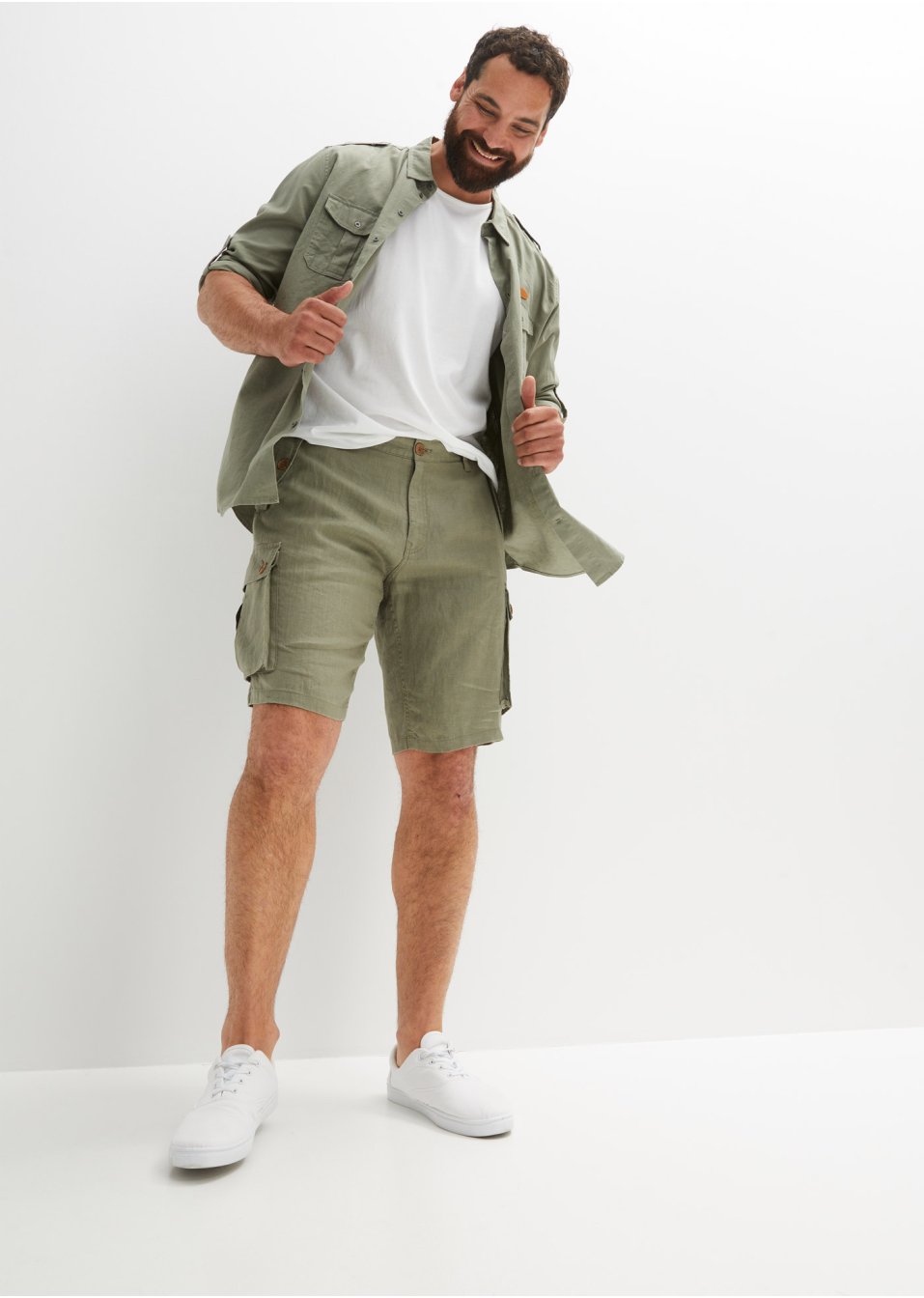 Bermuda cargo en lin, Loose Fit