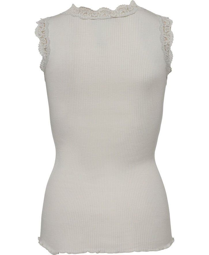 RM by Rosemunde RMWBalta modal SL lace placket top Pale grey