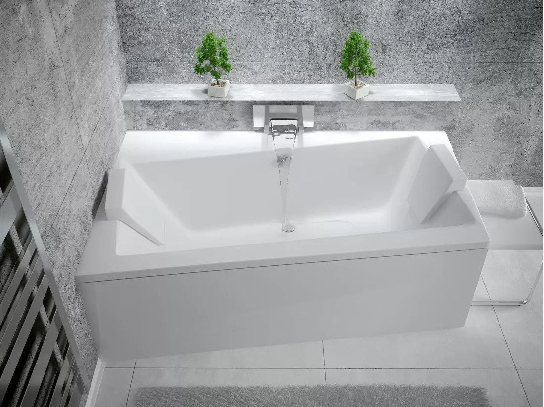 Baignoire angle gauche ZIANIGI avec tablier - Dimensions: 160cm