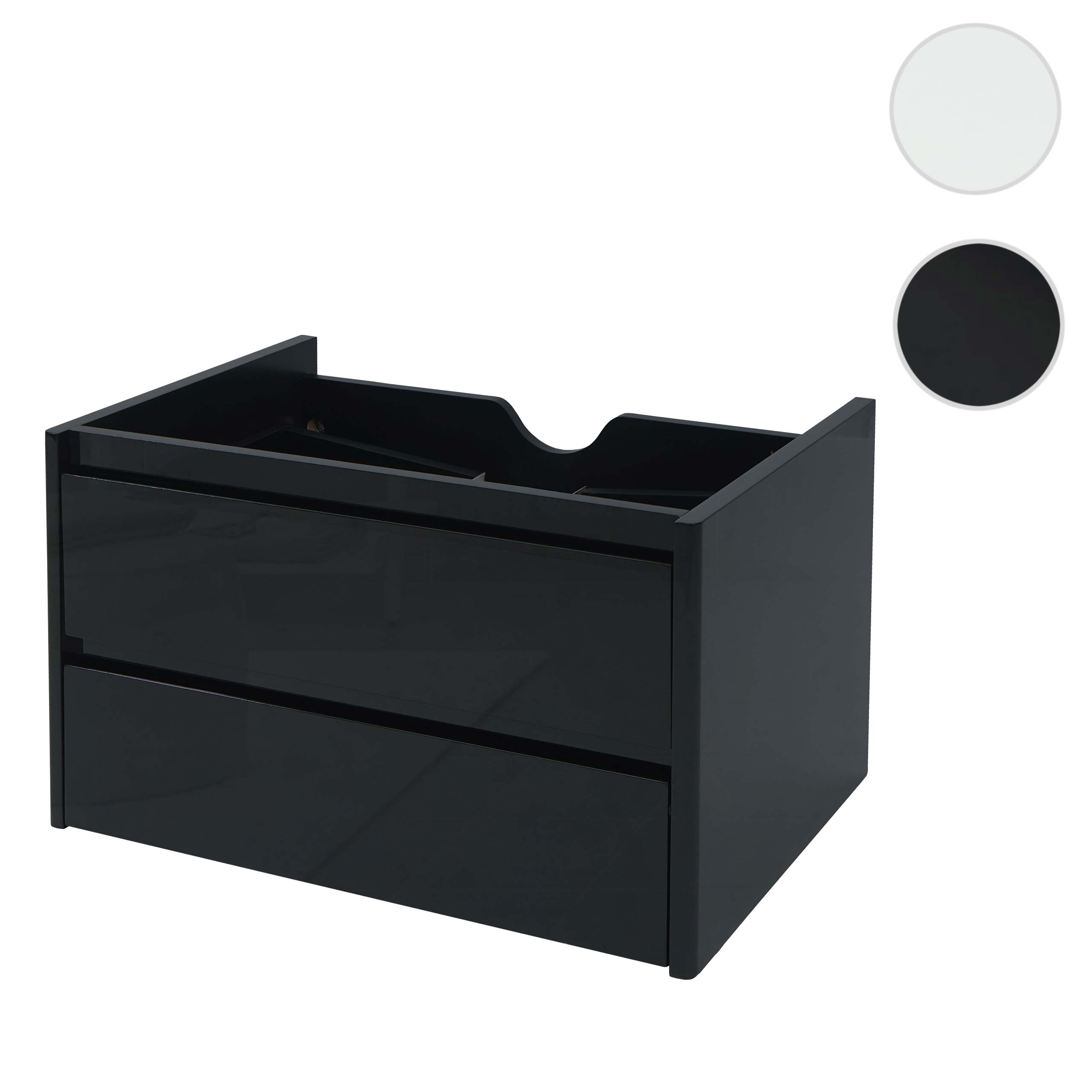 Waschbeckenunterschrank MCW-B19, Waschtischunterschrank Waschtisch Badezimmer, hochglanz Soft-Close 50x80cm ~ schwarz