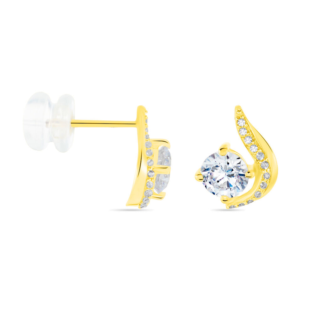 Boucles D'oreilles Puces Sevde Or Jaune Oxyde De Zirconium