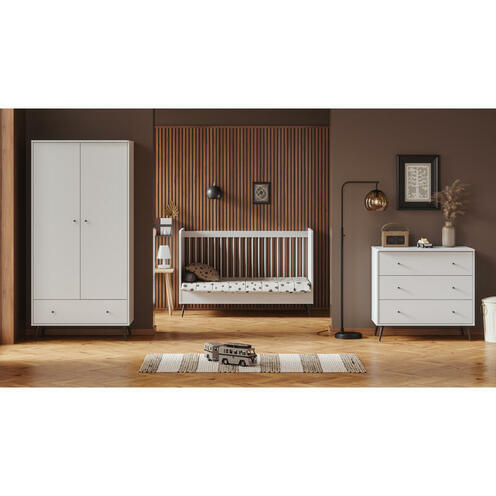 Chambre TRIO Lit 70x140 Commode Armoire BLANCA Blanc - VOX