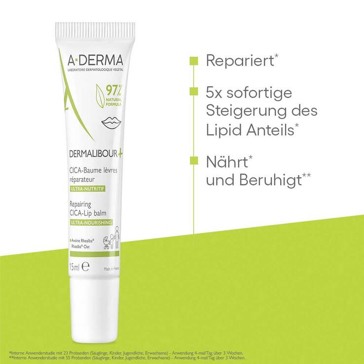 A-Derma Dermalibour + Cica Lippenbalsam, 15 ml