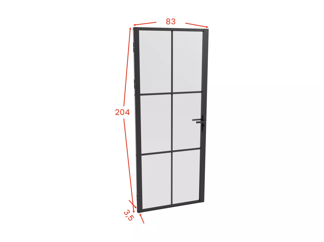 Bloc porte réversible en aluminium et verre dépoli - H204 x L83 cm - Noir - SEROTO