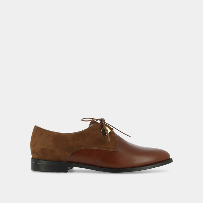 Derbies  en cuir et velours cognac