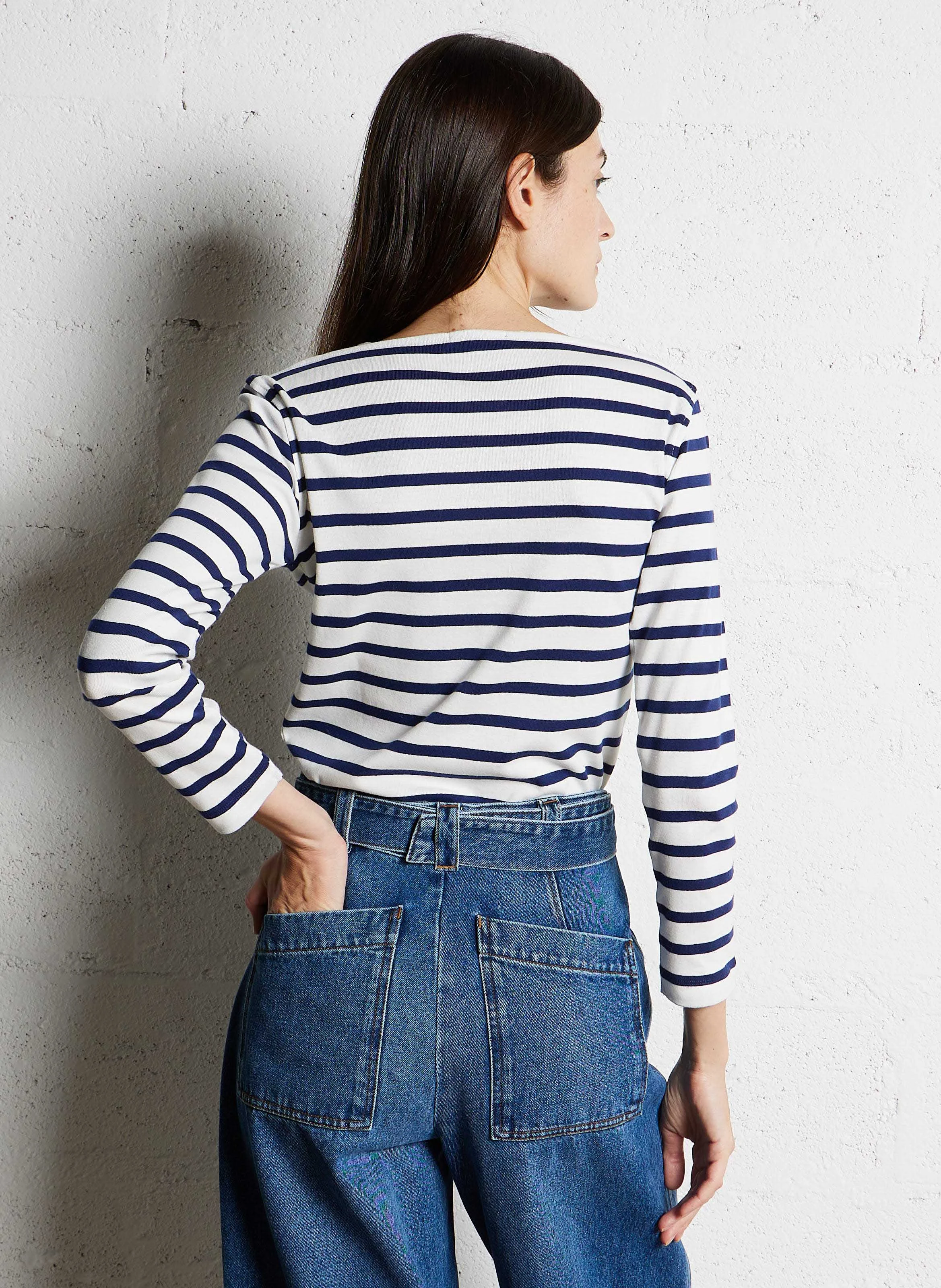 KATY - Marinière col bateau en coton | Bleu