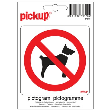 Pickup pictogram verboden voor honden 10x10 cm